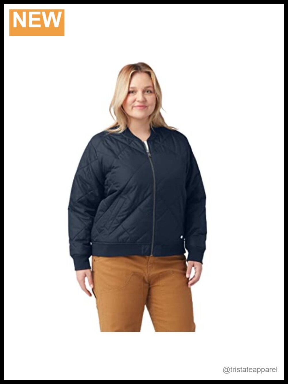 Quilted Bomber Jacket Plus Size Water Repellent Zip Front Coat